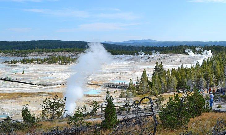 Bassin des geysers Norris, sentier d'un mile depuis le camping Norris