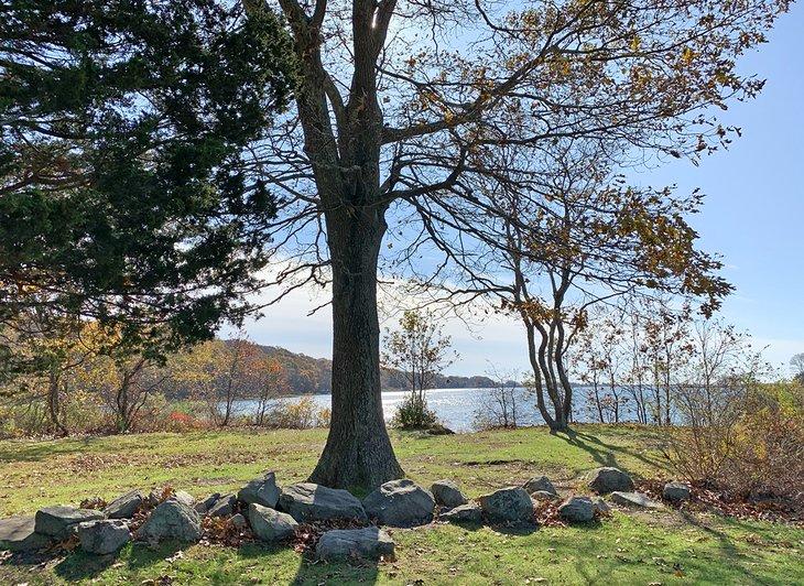 Une vue paisible au Bluff Point State Park pendant l'automne