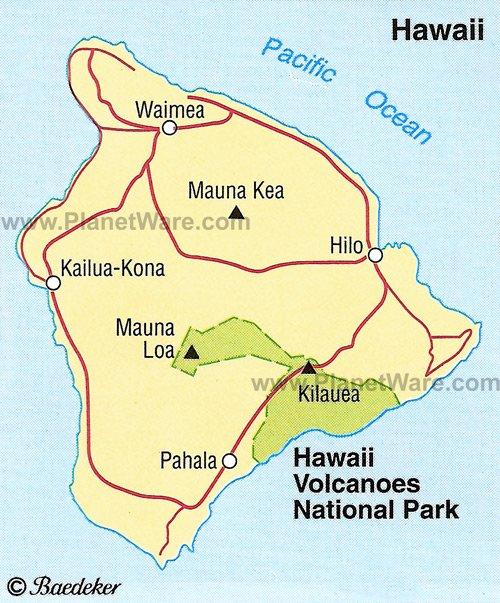 Carte de localisation du Parc National des Volcans d'Hawai'i (Historique)