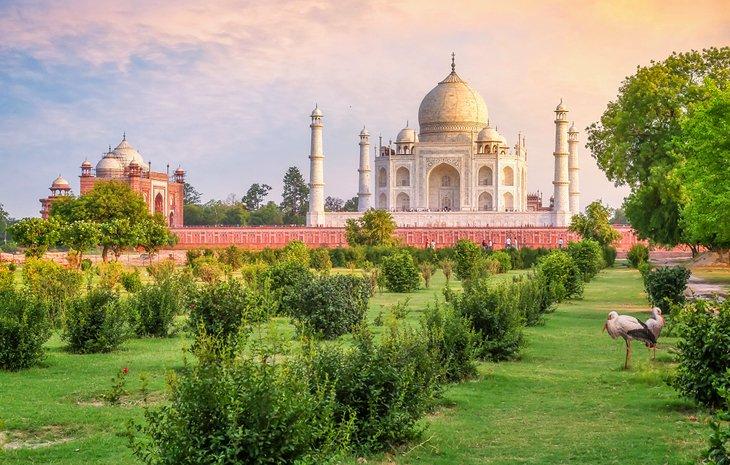 Jardins de Mehtab Bagh et le Taj Mahal