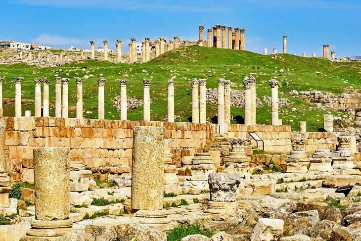 Columnas y ruinas en Jerash, Jordania