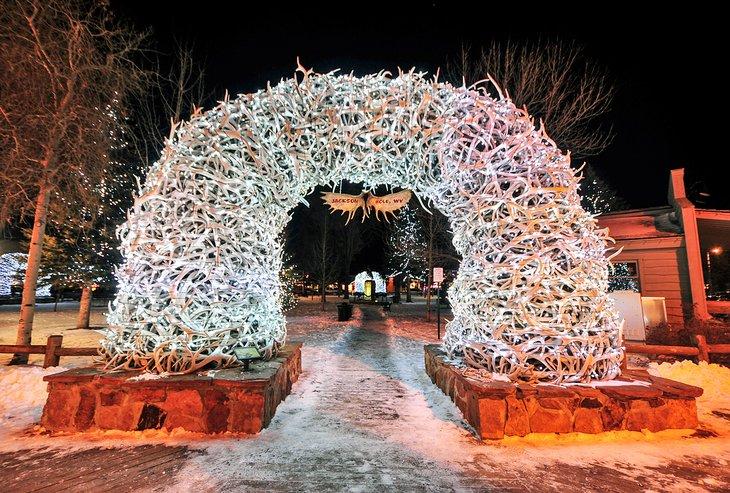 Arc d'os de wapiti dans la ville de Jackson Hole