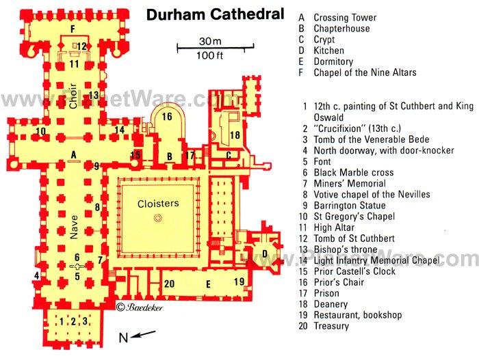 Catedral de Durham - Mapa de Planta