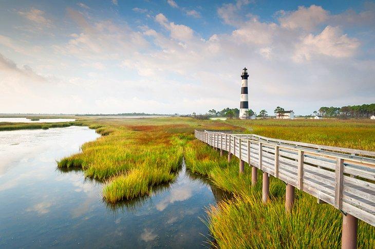 Leuchtturm von Bodie Island an der National Seashore von Cape Hatteras