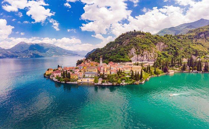 Vista aérea de Varenna en el Lago Como