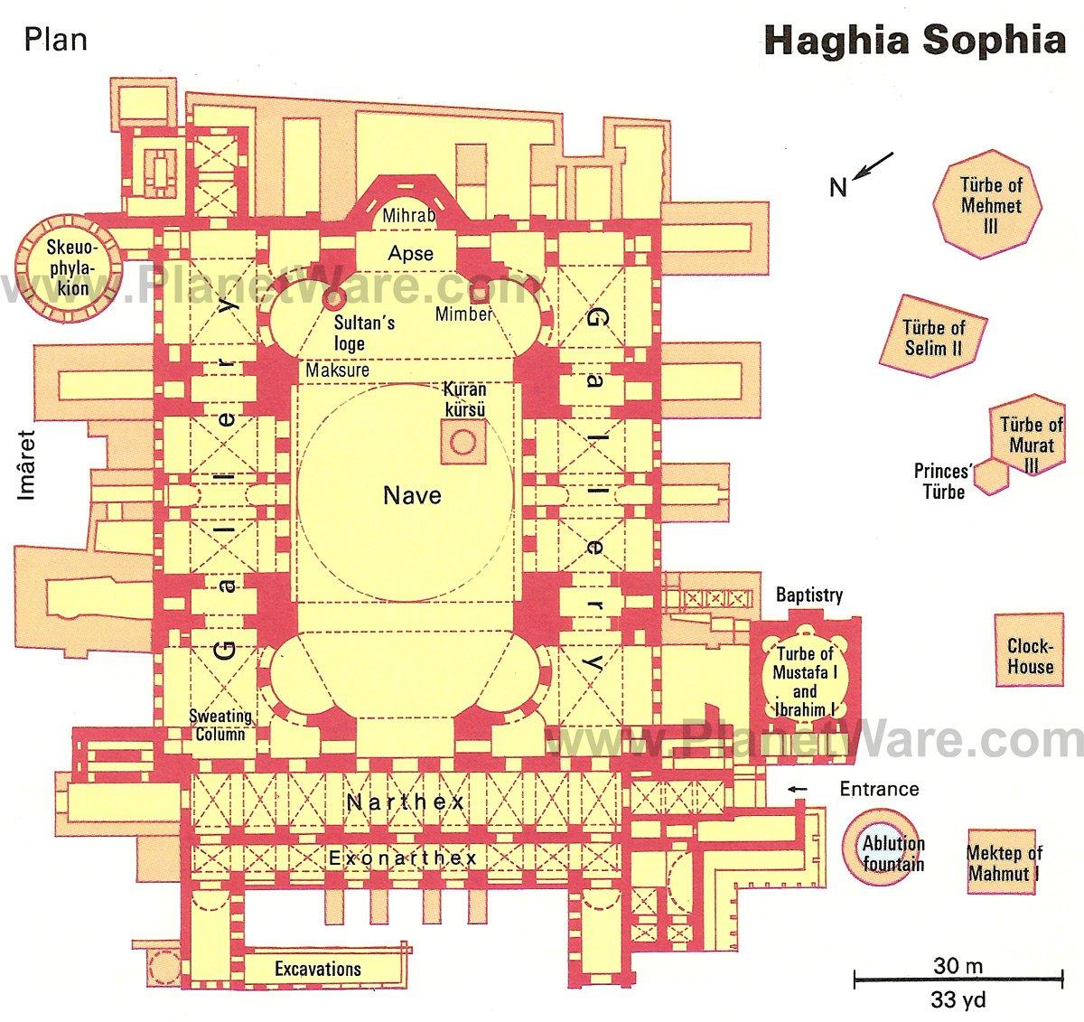 Istanbul - Ayasofya - Mapa de planta