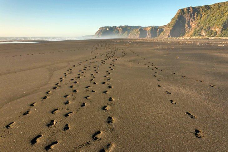 Empreintes sur la Plage de Karekare