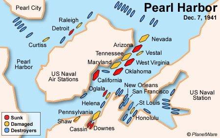 Pearl Harbor - 7 de diciembre de 1941 - Mapa