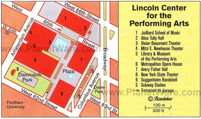 Mapa del Lincoln Center for the Performing Arts