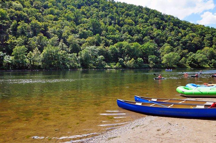 Canoës et kayaks au Delaware River Gap