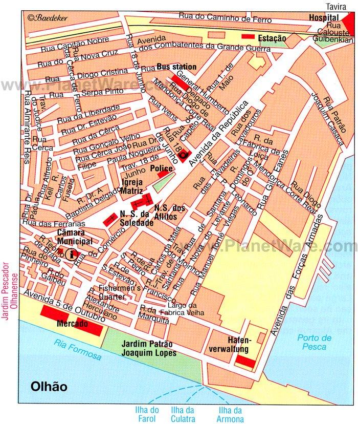 Mapa de Olhão - Atracciones Turísticas
