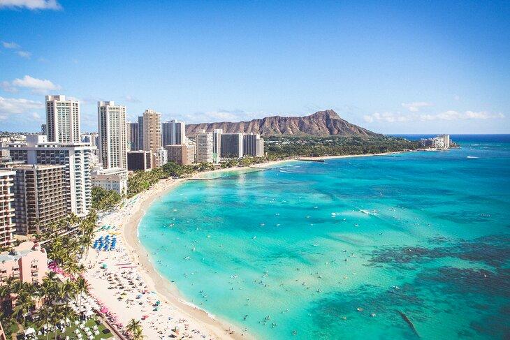 Blick über den Waikiki Beach und Diamond Head