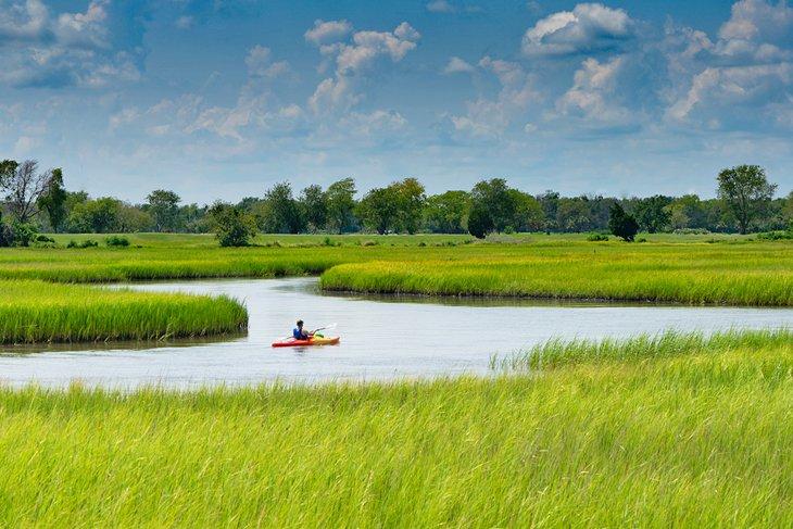 Kayakiste dans les marais de Beaufort