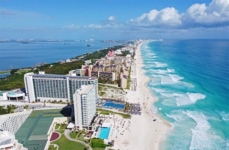 Vista aérea de Cancún, México