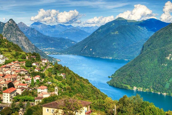 Vista sobre el Lago de Lugano, Suiza