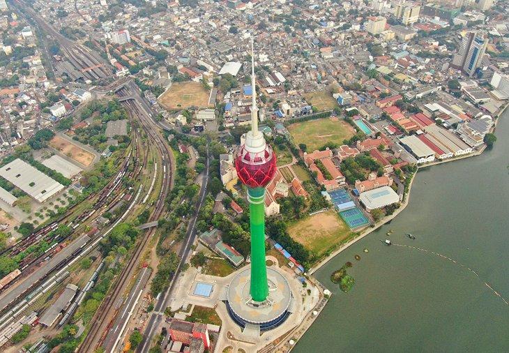 Vista aérea de la Torre de Loto de Colombo