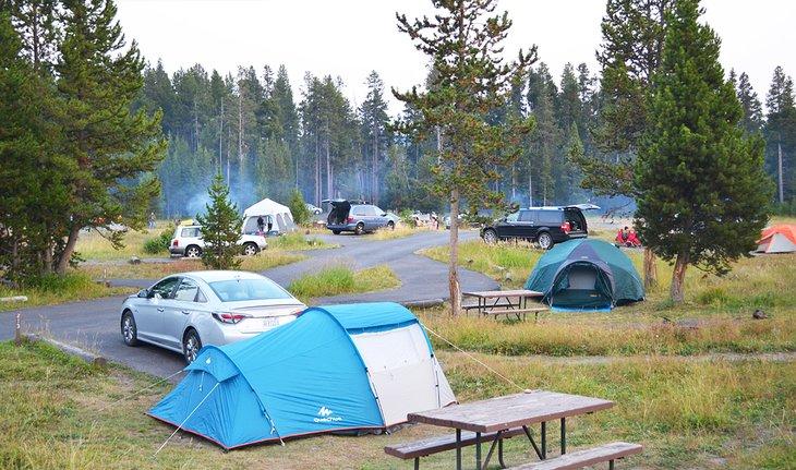 Ein geschäftiger Tag im Bridge Bay Campground, Yellowstone Nationalpark