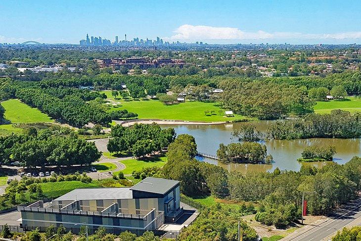 Luftaufnahme des Sydney Olympic Parks