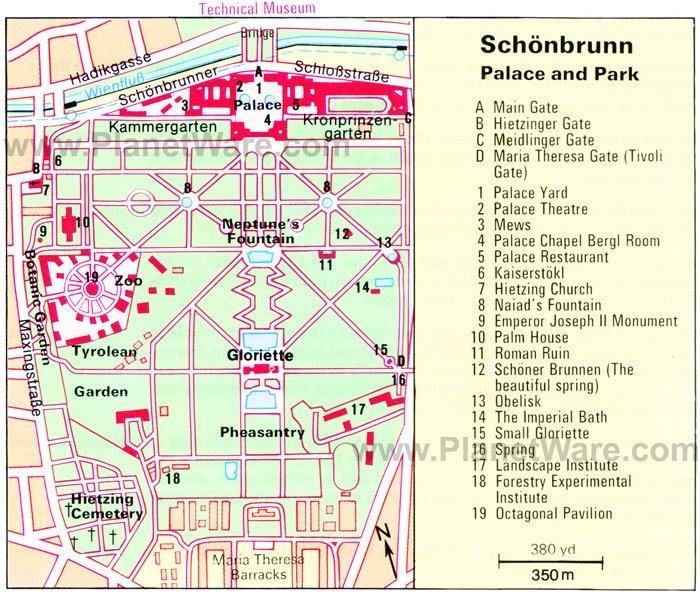 Palacio de Schönbrunn y Parque - Mapa de planta