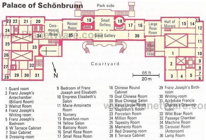 Palacio de Schönbrunn - Mapa de planta