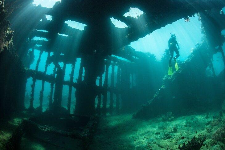 Buceo en un naufragio en las Islas Salomón