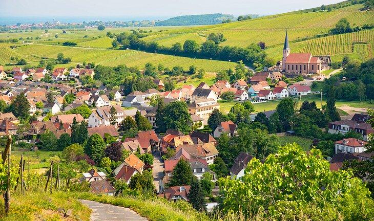 Vista del pueblo de Andlau en Alsacia