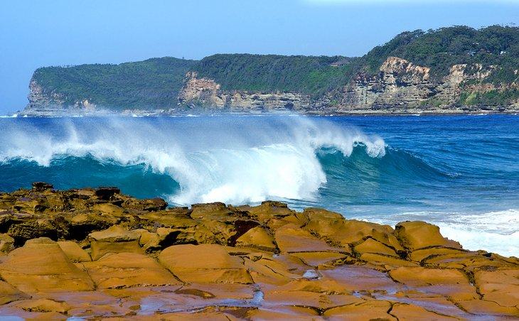 Wellen, die am Avoca Beach brechen