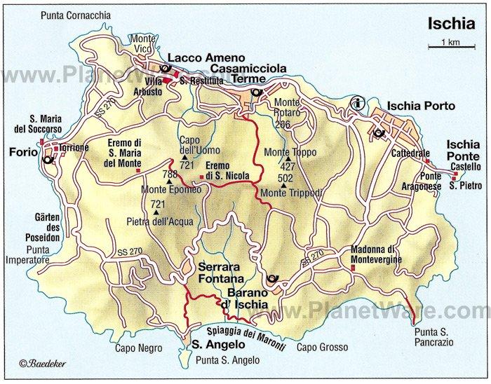 Mapa de Ischia - Atracciones Turísticas