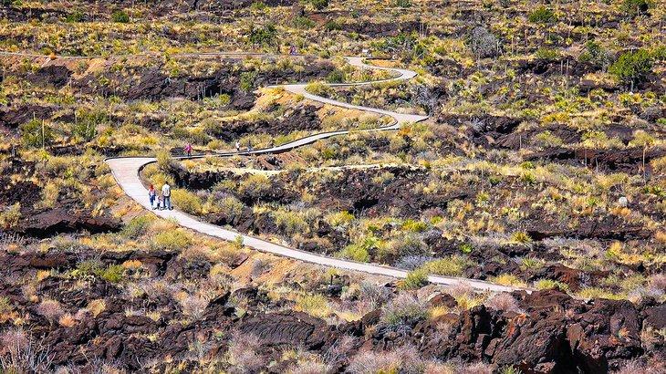 Wandern durch die Lavafelder im Valley of Fires Recreation Area