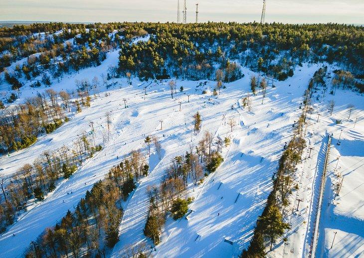 Vista aérea de la estación de esquí Jack Frost Big Boulder en Pensilvania