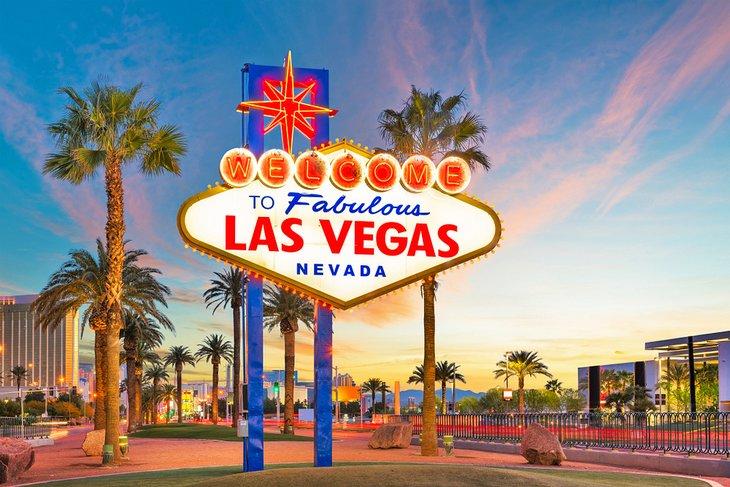Cartel de Las Vegas al atardecer