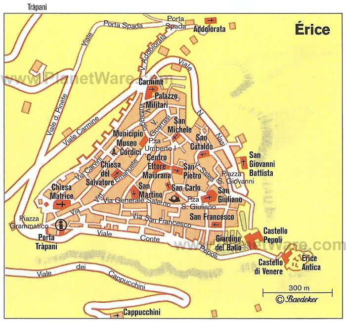 Carte d'Érice - Attractions touristiques