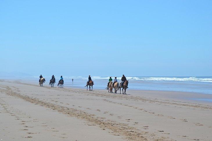 Montar a caballo en la playa en el Parque Estatal de la Bahía de Nehalem