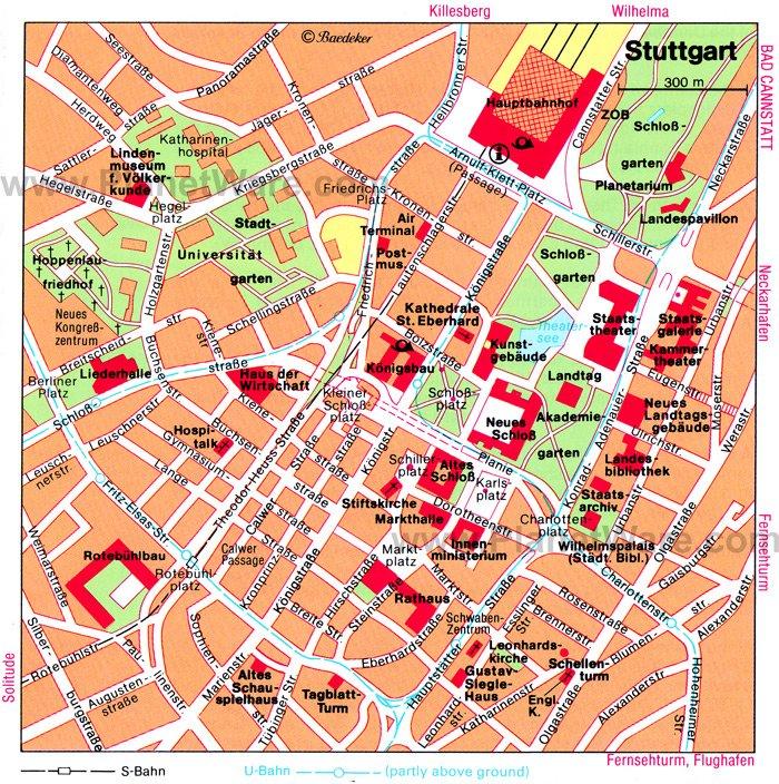 Carte de Stuttgart - Attractions Touristiques