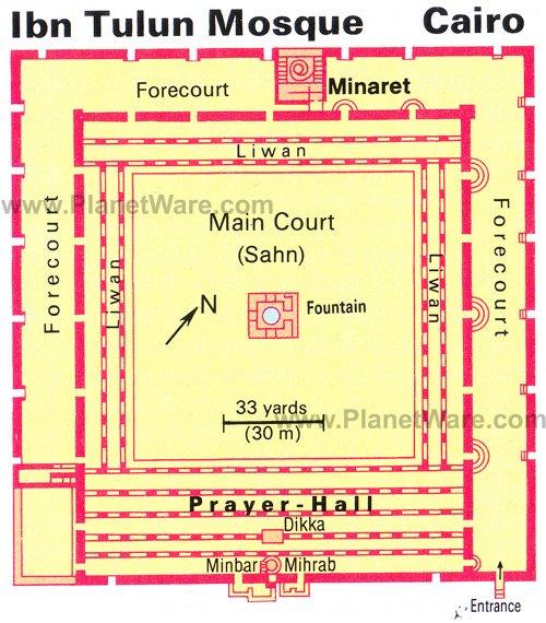 Mezquita de Ibn Tulun - Mapa del plano de planta