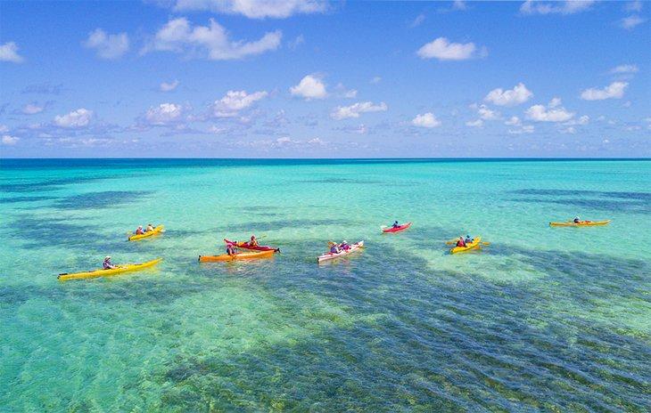 Kayaks en el Atolón de Glover's Reef