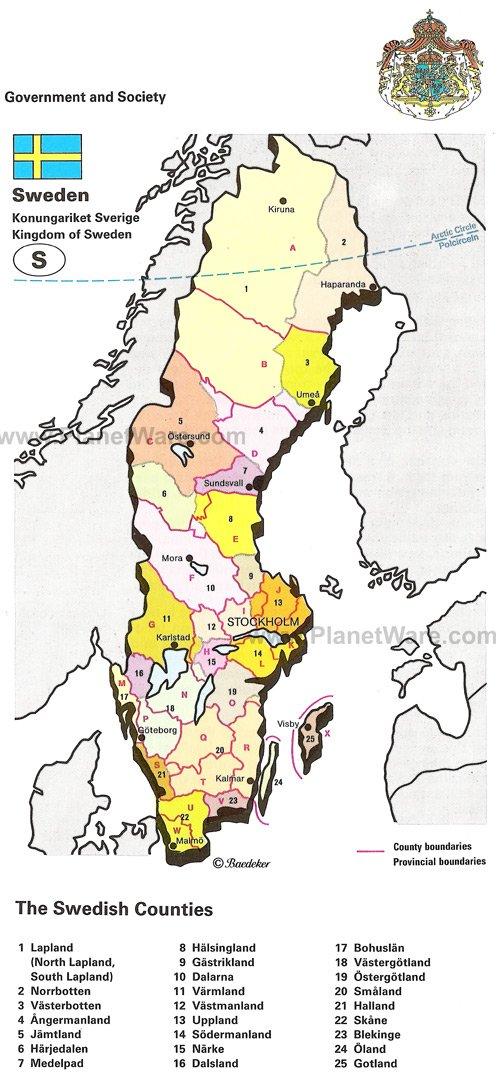 Karte des Königreichs Schweden