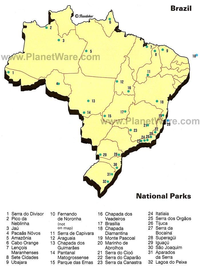 Karte der Nationalparks in Brasilien