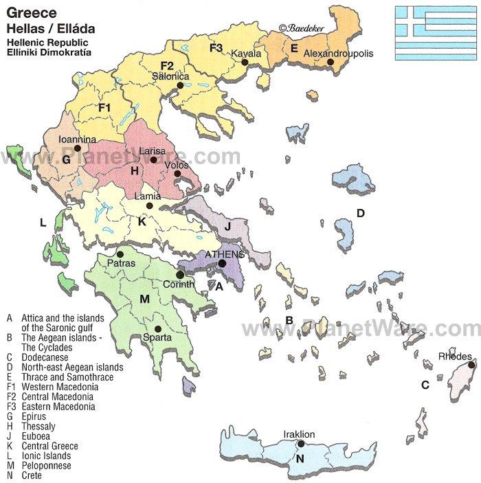 Karte der Hellenischen Republik Griechenland