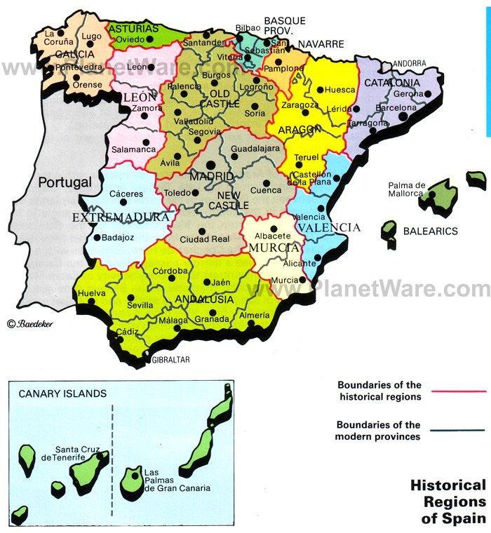 Mapa de las Regiones Históricas de España