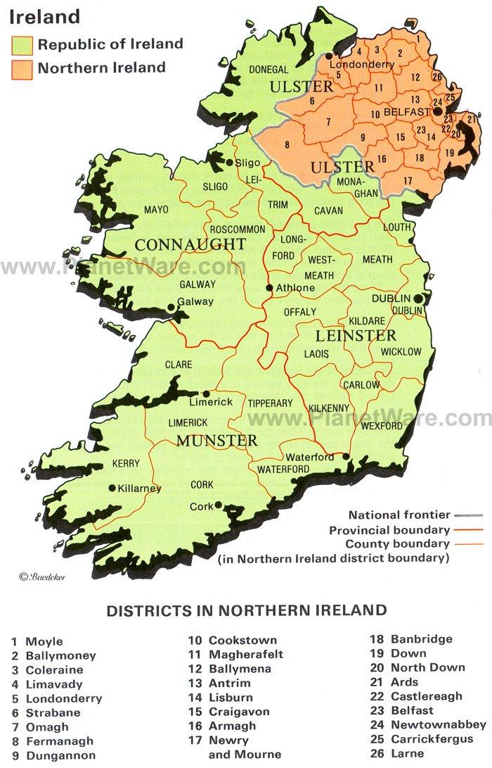 Carte de l'Irlande