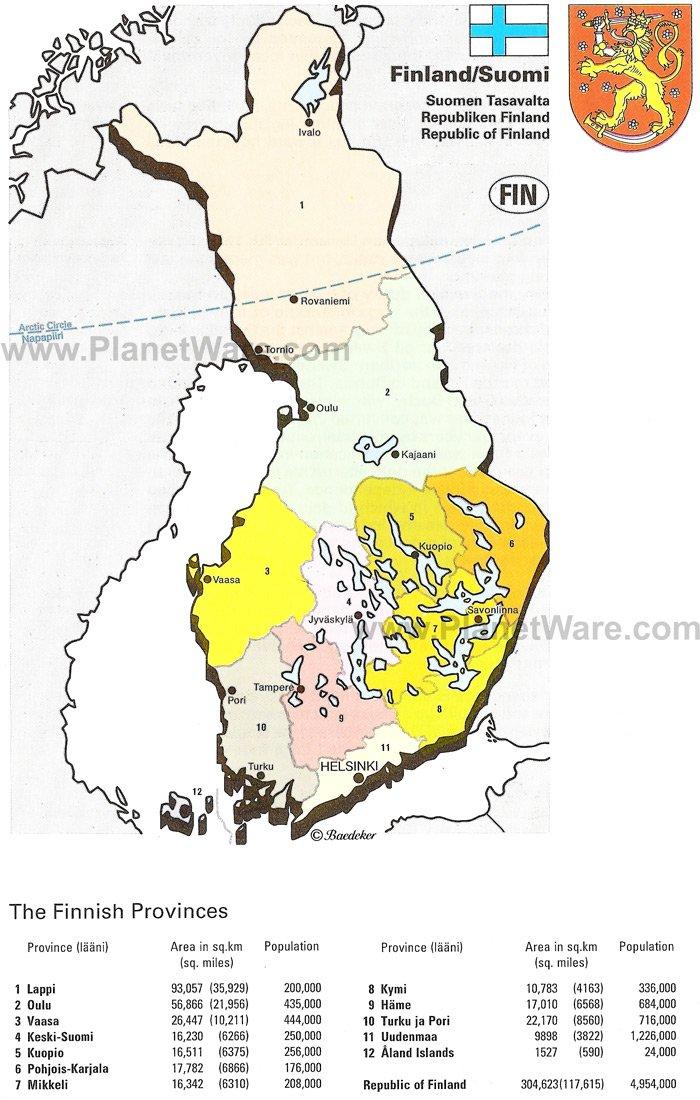 Mapa de la República de Finlandia