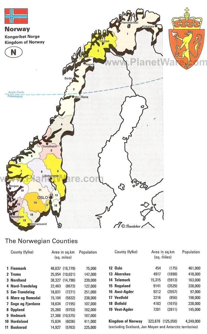 Carte du Royaume de Norvège